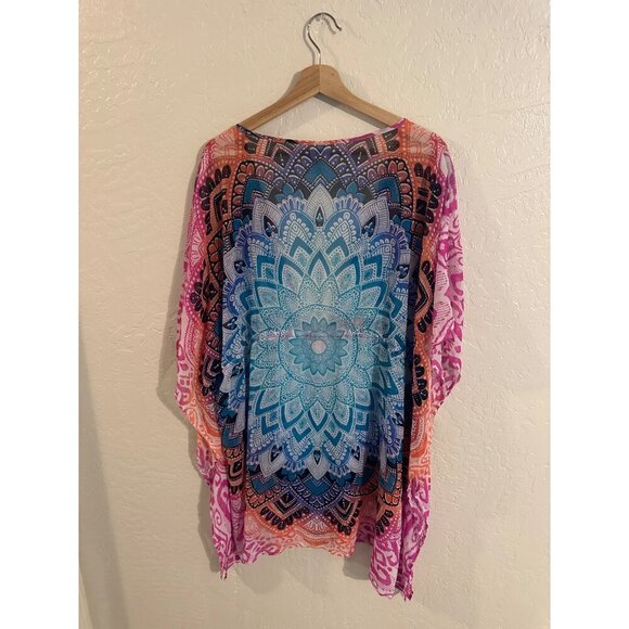 Bleu by Rod Beattie Plus Size Multicolored Printed Caftan Coverup - Picture 12 of 12